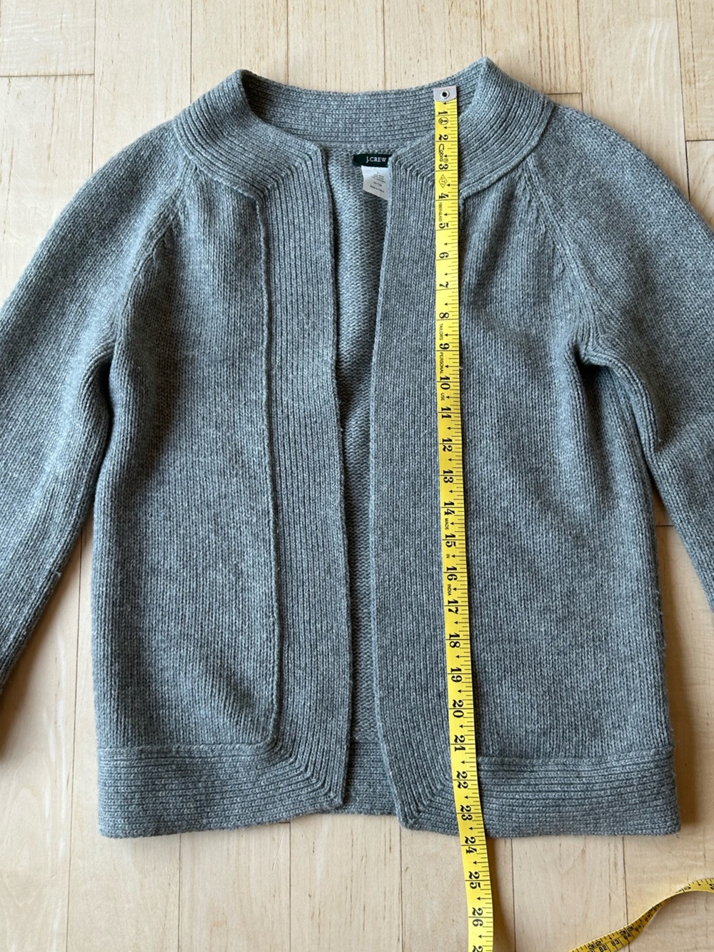 J. Crew Open Front Chunky Ribbed Cardigan Wool/Cashmere Heather Gray Medium - Picture 8 of 14